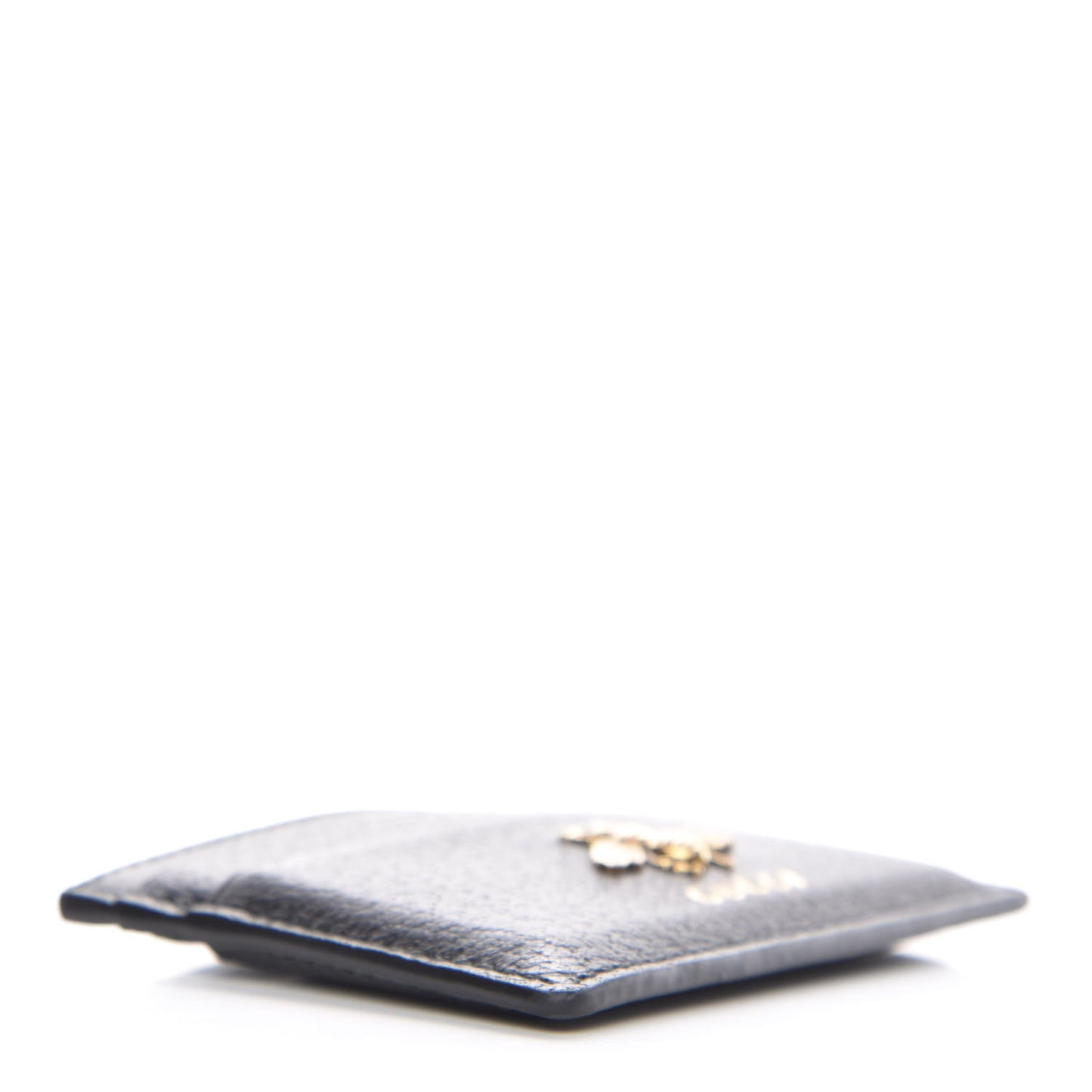 Pebbled Calfskin Animalier Card Holder Black