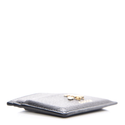 Gucci Pebbled Calfskin Animalier Card Holder Black 7 of 12