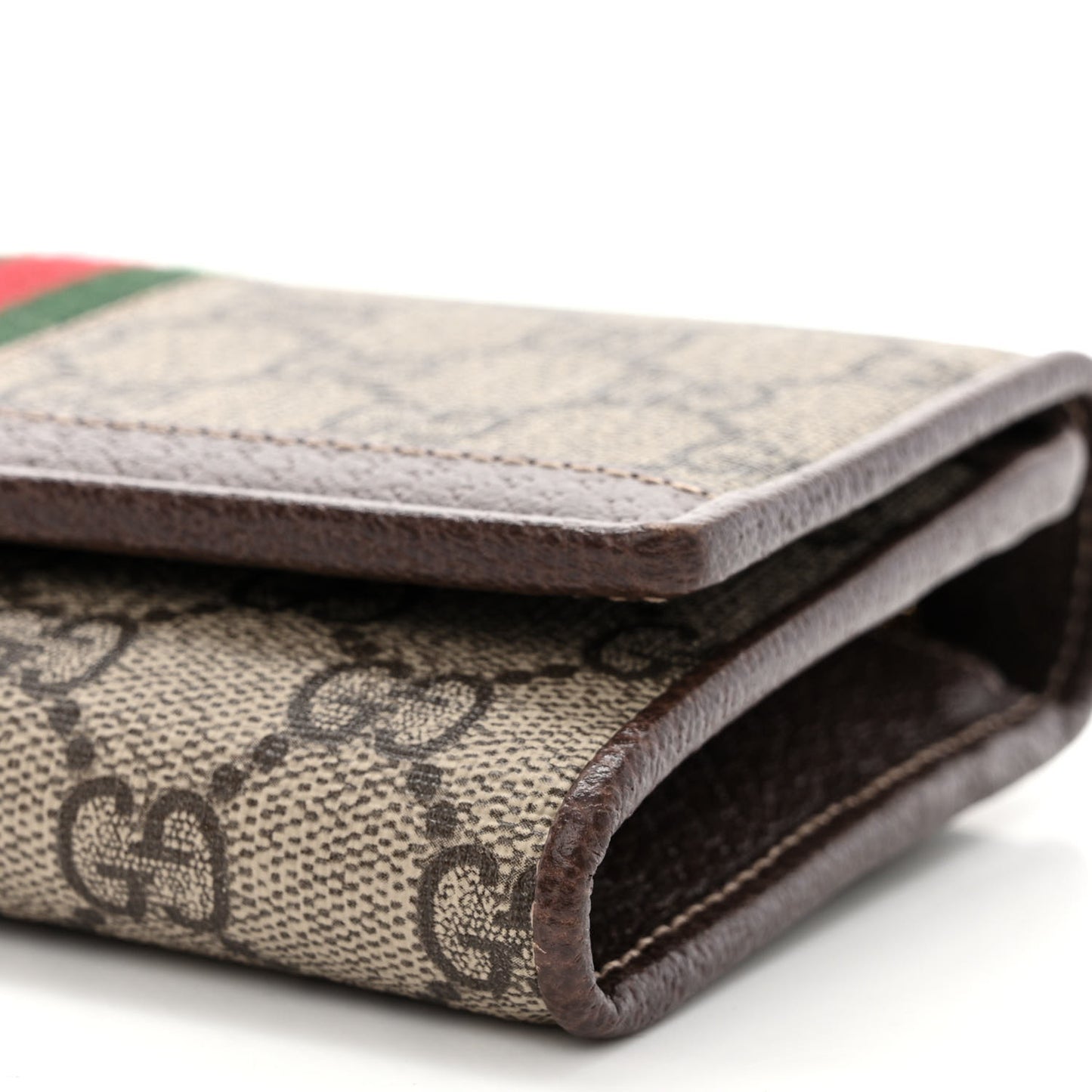 GG Supreme Monogram Web Ophidia Wallet On Chain Brown