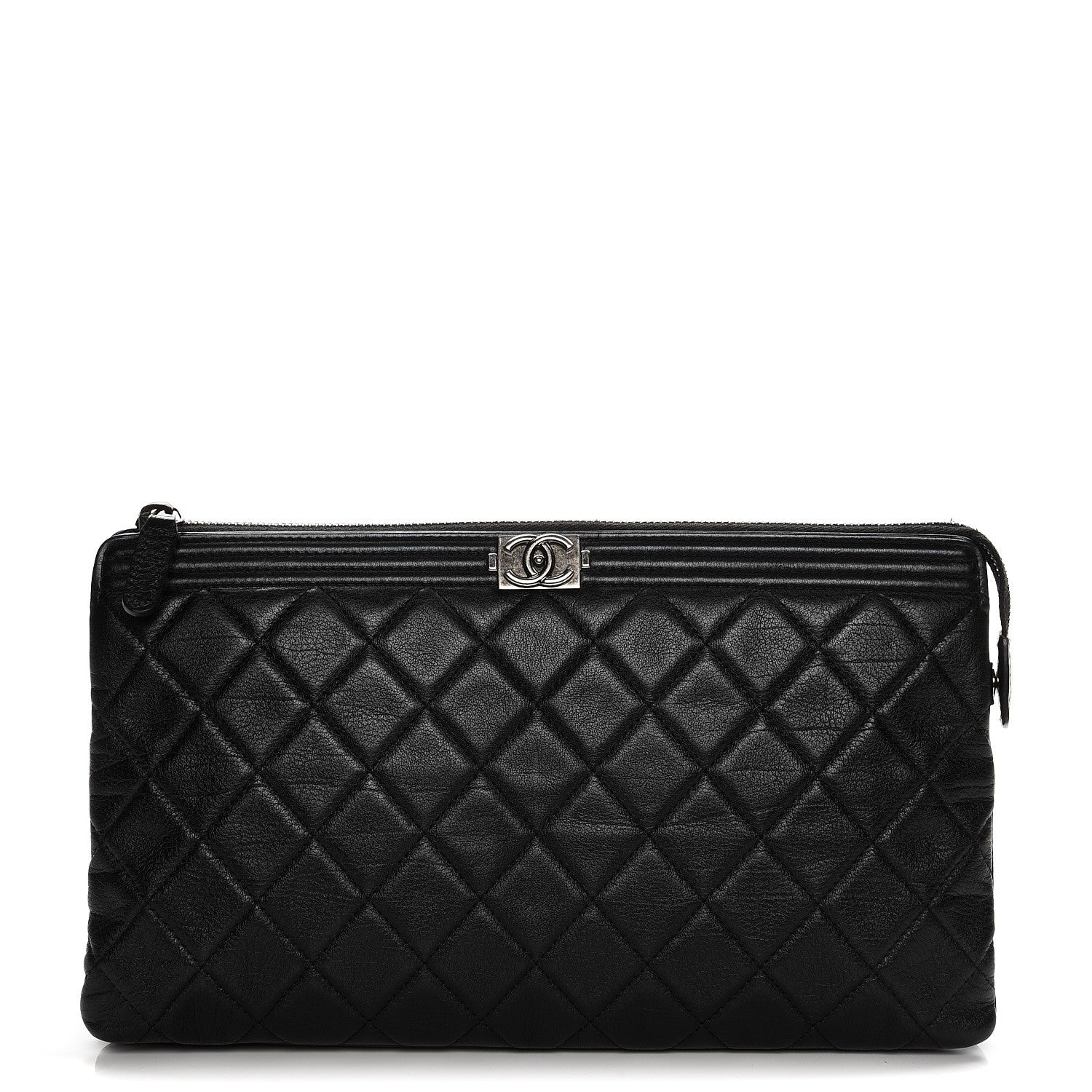 Chanel Calfskin Quilted Small Zipped Boy Pouch Black 1 of 12