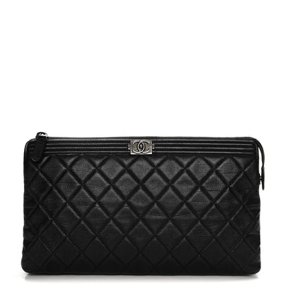 Chanel Calfskin Quilted Small Zipped Boy Pouch Black 1 of 12