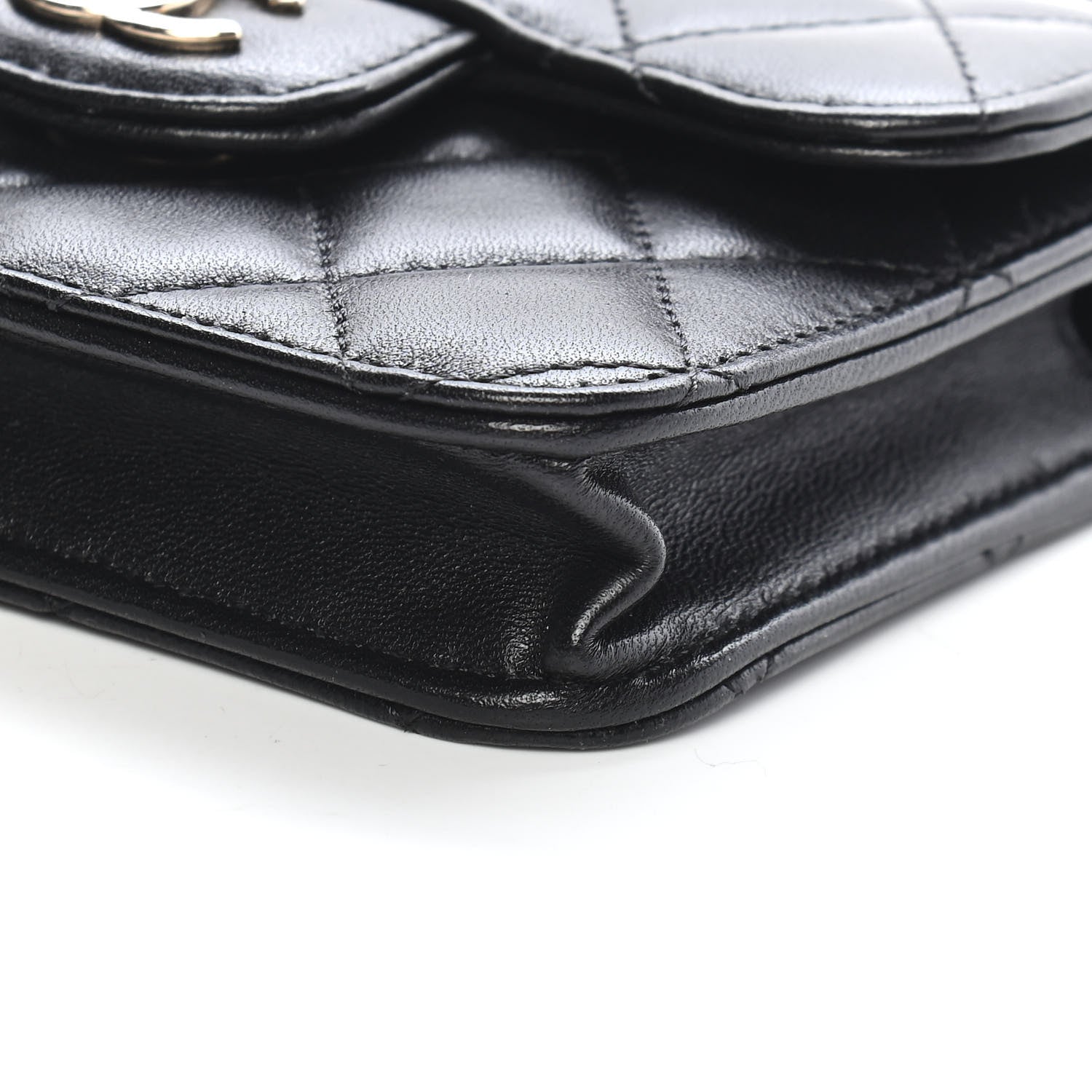 Chanel Lambskin Quilted Top Handle Flap Coin Purse With Chain Black 10 of 10
