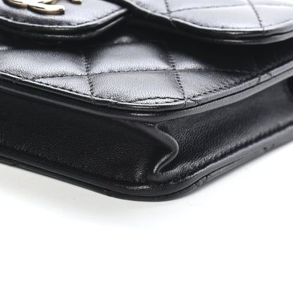 Chanel Lambskin Quilted Top Handle Flap Coin Purse With Chain Black 10 of 10