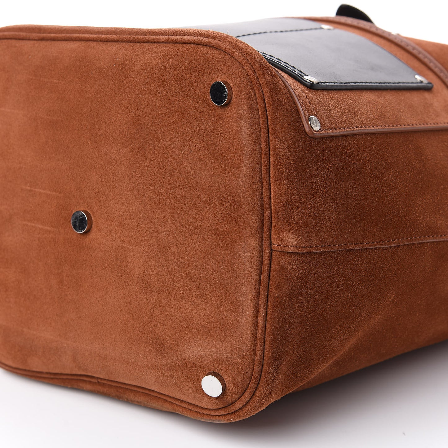 Suede Calfskin Mason Tote Brown Black