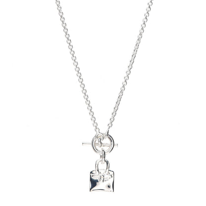Hermes Sterling Silver Birkin Amulette Pendant Necklace 1 of 4
