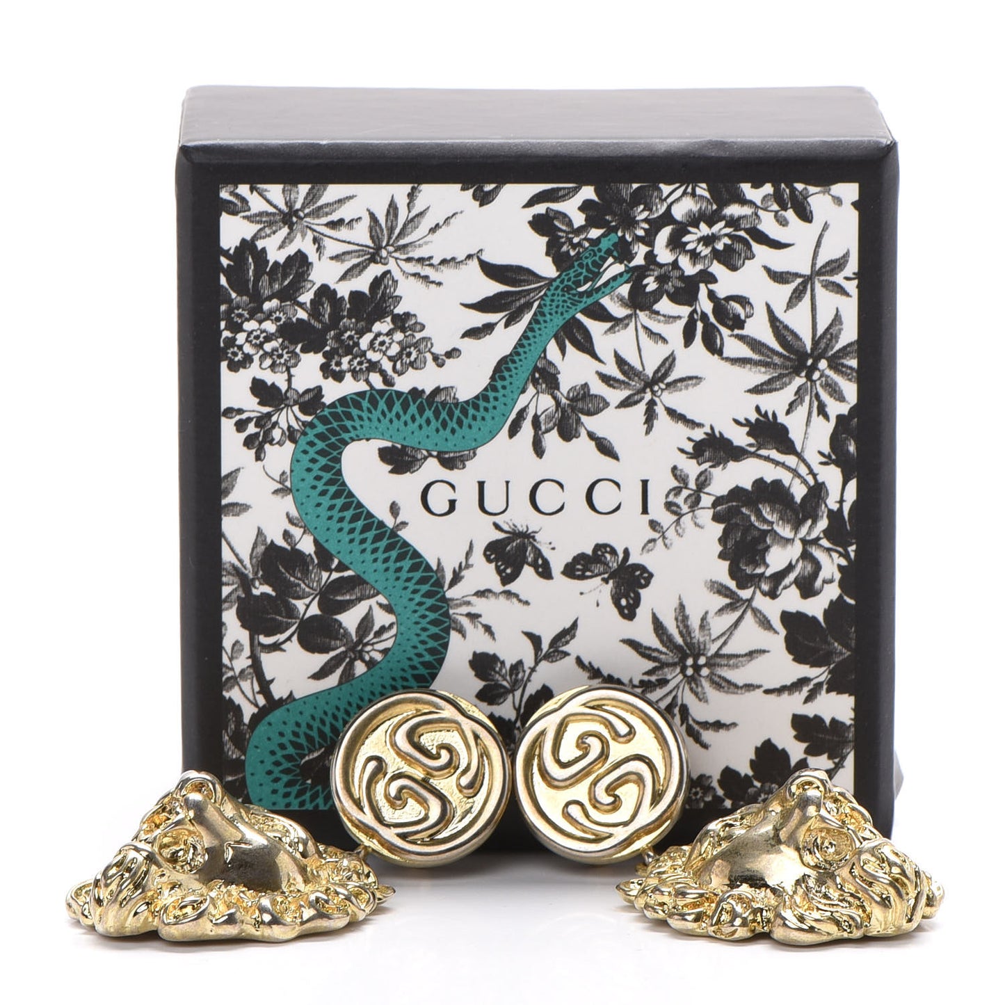 Interlocking GG Lionhead Clip On Earrings Gold