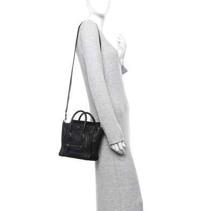 Celine Drummed Calfskin Nano Luggage Black 2 of 15