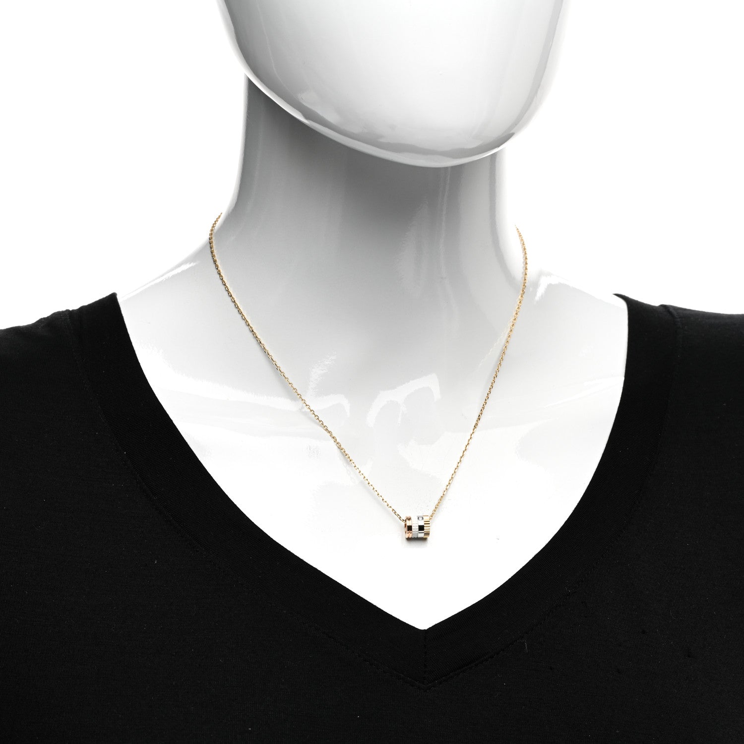 Boucheron 18K White Yellow Rose Gold Diamond Ceramic Quatre Mini Ring Pendant Necklace 2 of 5