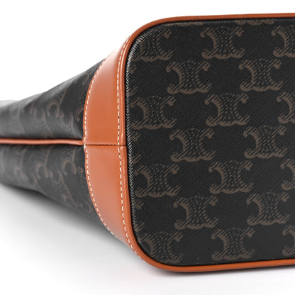 Celine Triomphe Canvas Calfskin Small Bucket Bag Tan 7 of 8