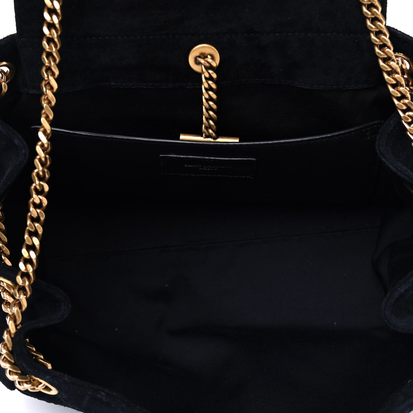 Suede Chevron Monogram Small Nolita Black