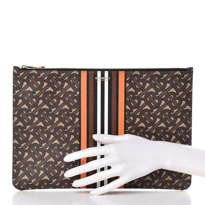 Burberry E-Canvas Monogram Stripe Zip Pouch Bridle Brown 2 of 6