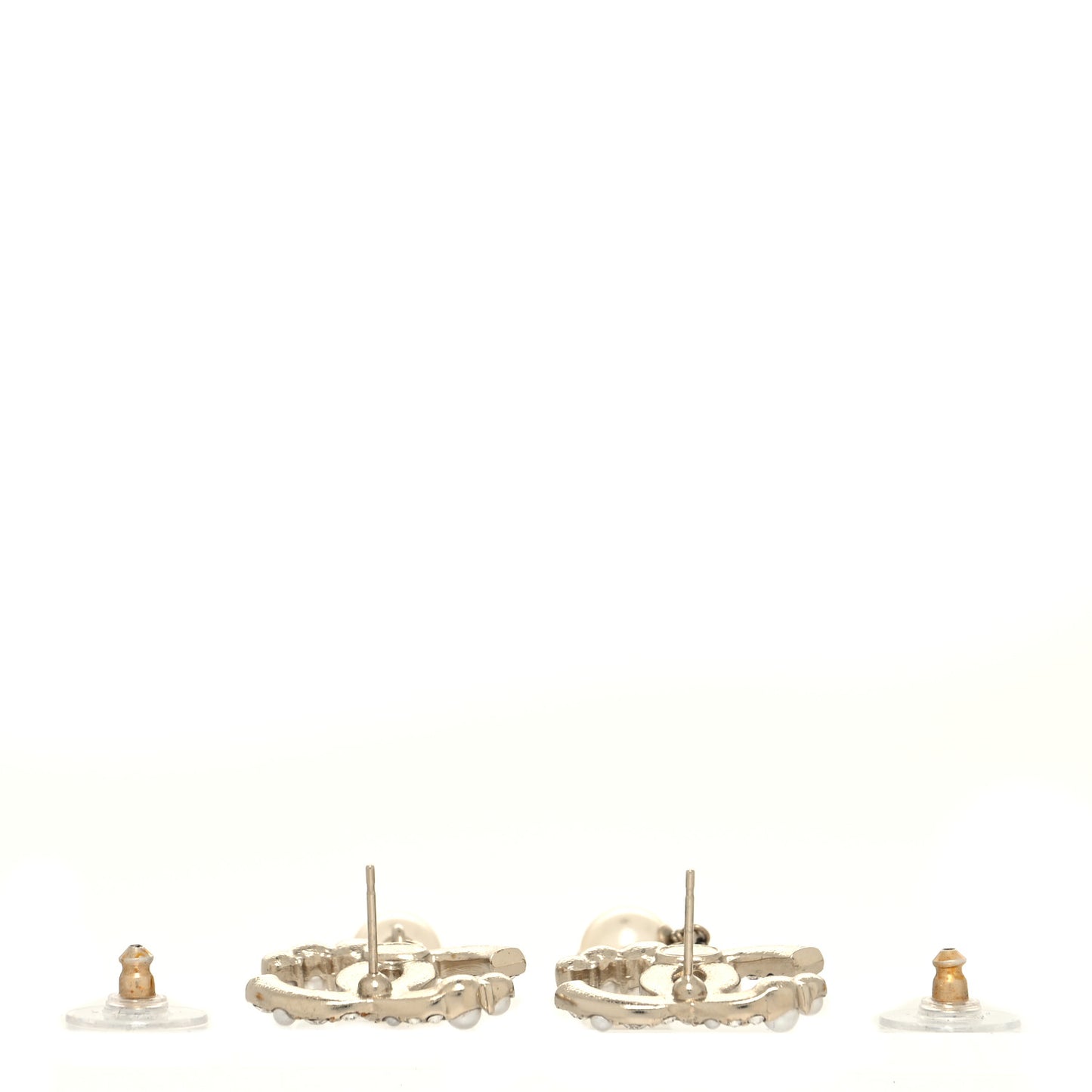 Crystal Pearl CC Drop Earrings Gold Pearly White