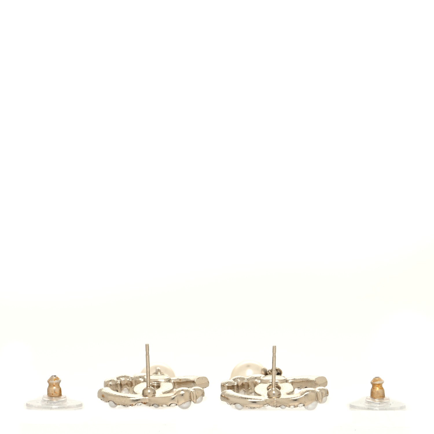 Chanel Crystal Pearl CC Drop Earrings Gold Pearly White 3 of 4