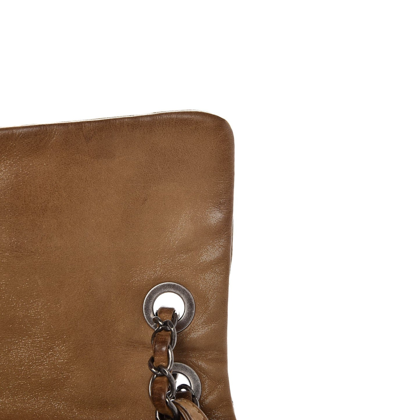 Iridescent Calfskin Quilted VIP Flap Brown