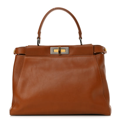 Fendi Vitello Suede Medium Peekaboo Iconic Satchel Cuoio Rame Moro 1 of 17