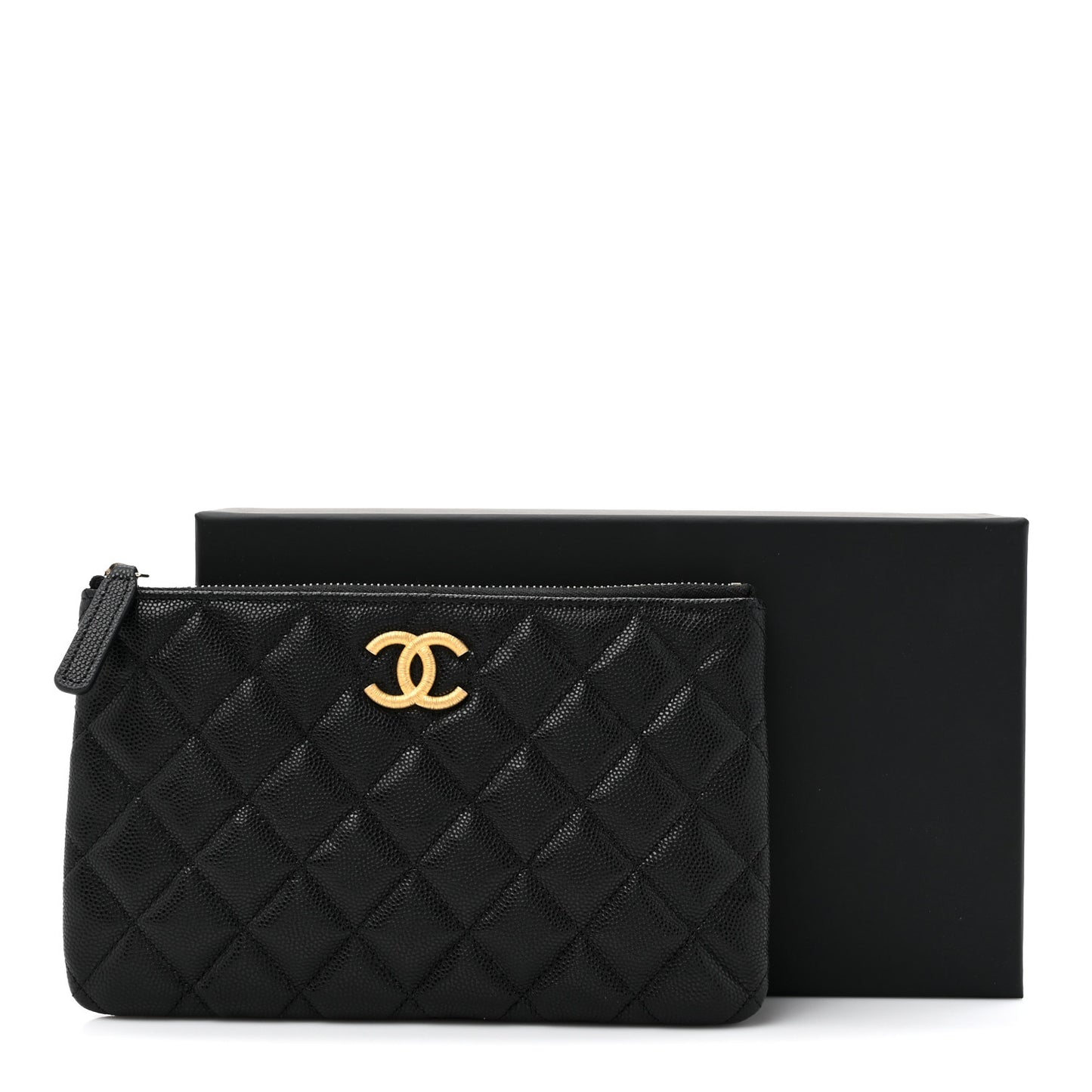 Caviar Quilted Small CC Cosmetic Case Black