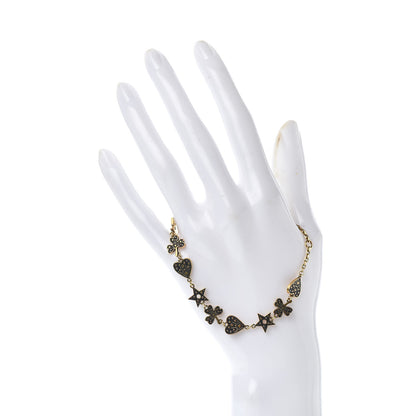 Christian Dior Metal Star Heart Bracelet Black Gold 2 of 6