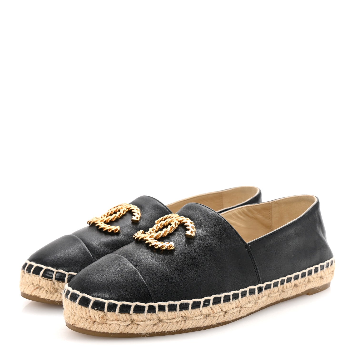Chanel Calfskin Chain CC Espadrilles 35 Black 4 of 10
