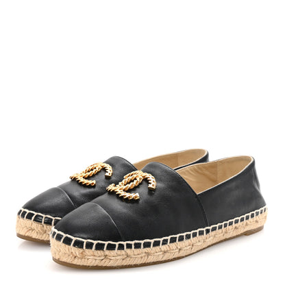 Chanel Calfskin Chain CC Espadrilles 35 Black 4 of 10