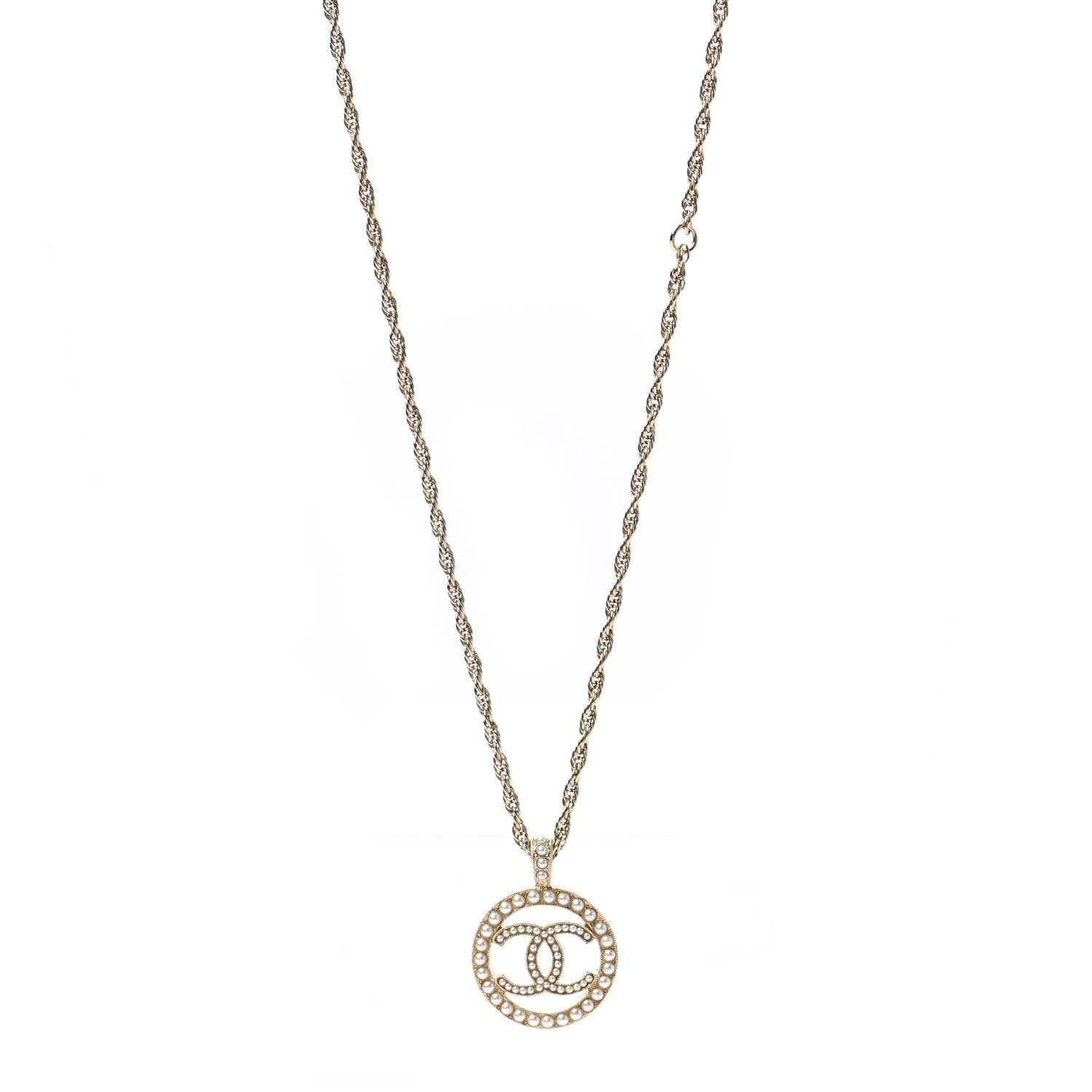 Chanel Pearl CC Round Pendant Necklace Gold 1 of 6