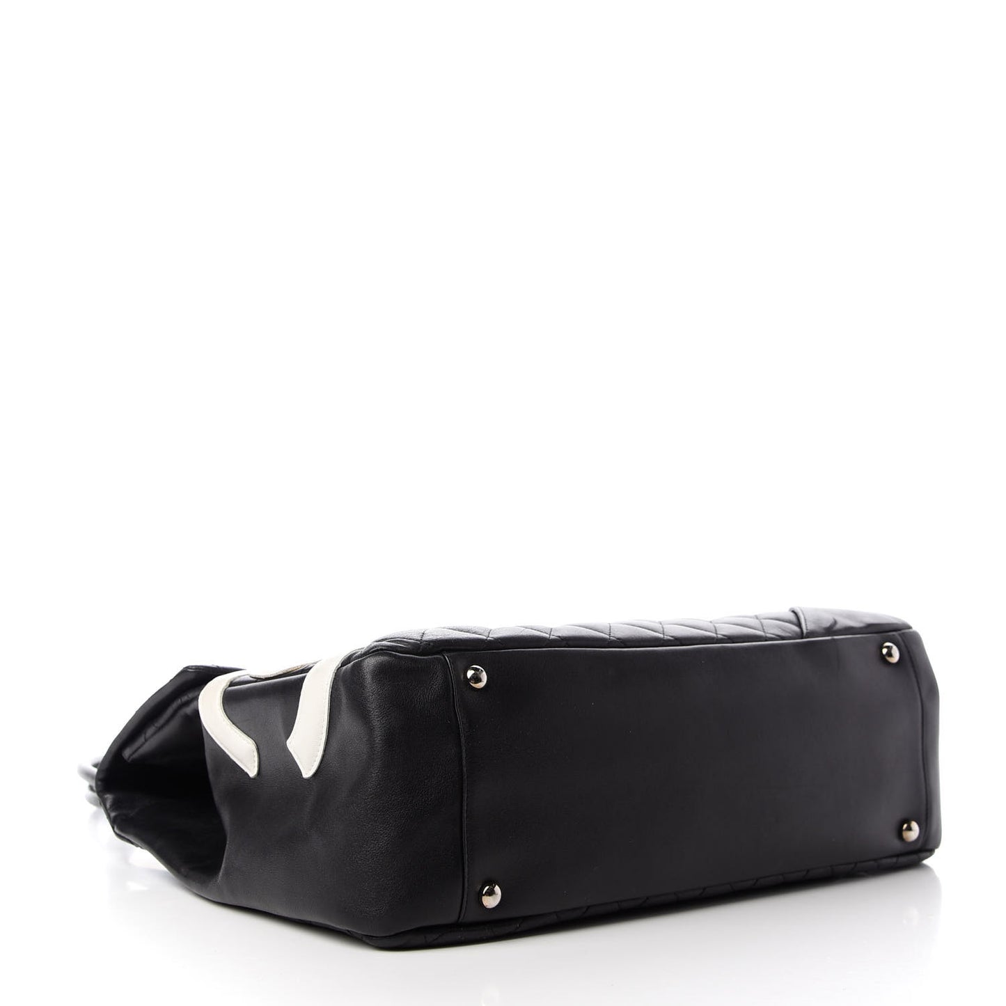 Calfskin Quilted Large Cambon Flap Black White