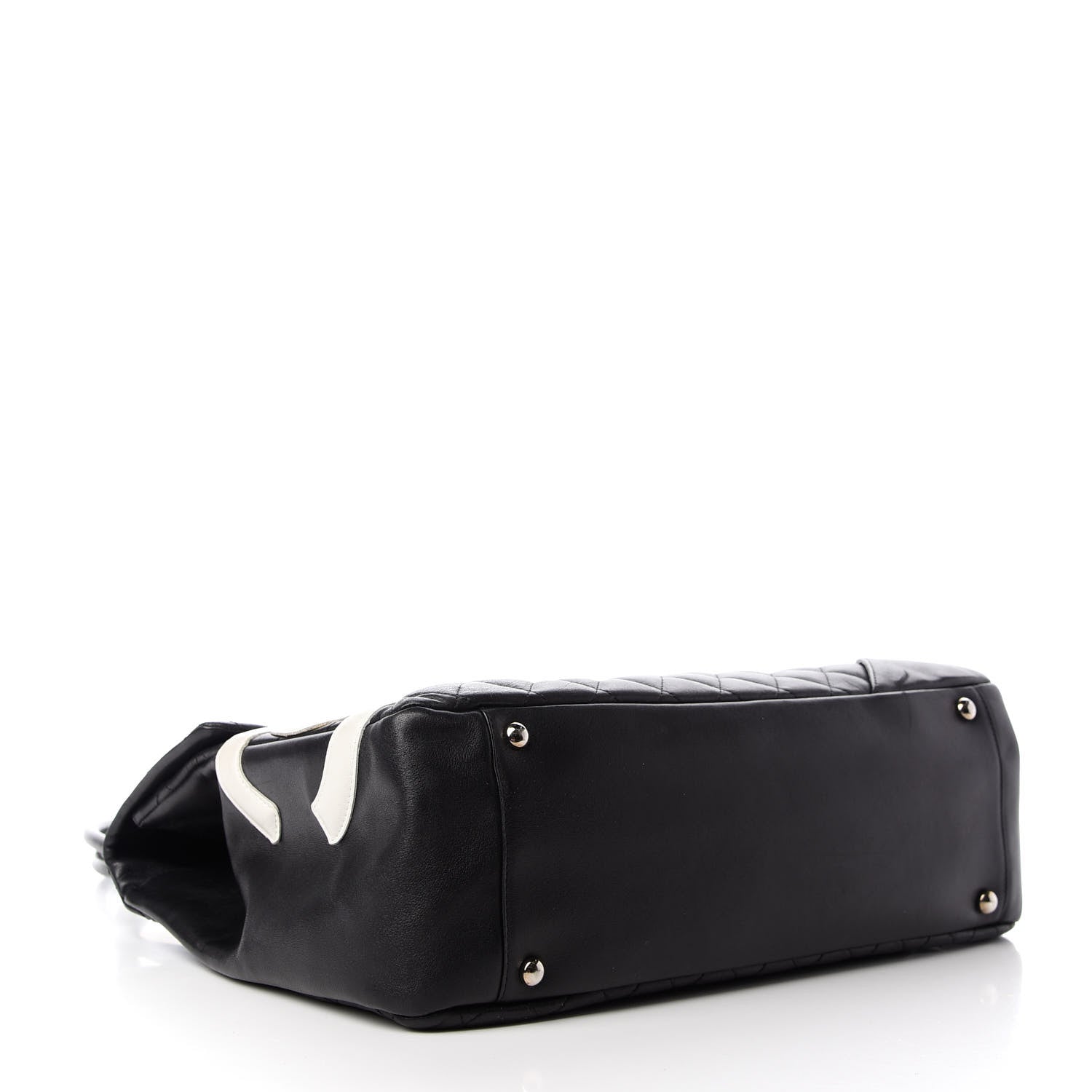 Chanel Calfskin Quilted Large Cambon Flap Black White 4 of 9