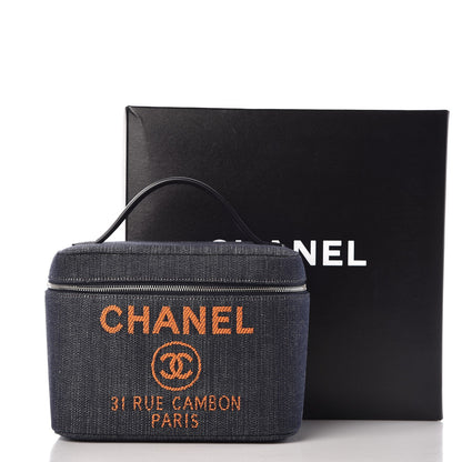 Chanel Denim Deauville Vanity Pouch Blue Orange 9 of 9