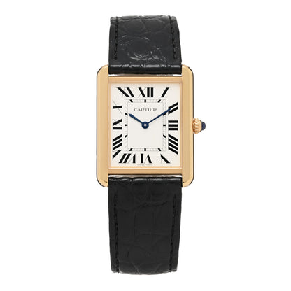 Cartier Stainless Steel 18K Yellow Gold Alligator 27mm Tank Solo Quartz Watch 1 of 6