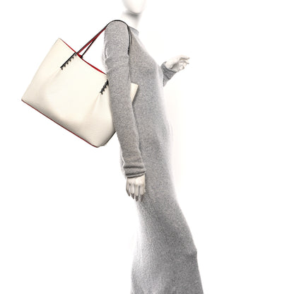 Christian Louboutin Calfskin Jurassic Embossed Spiked Large Cabarock Shopper Tote White 2 of 9
