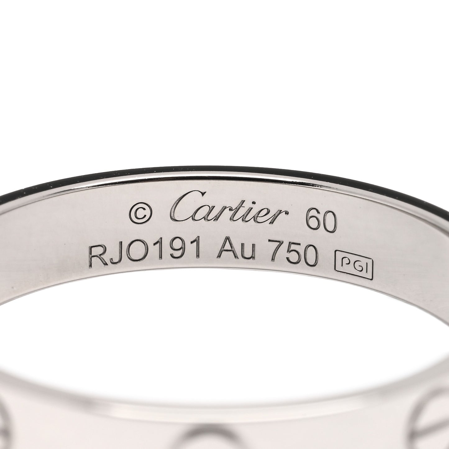 18K White Gold 3.5mm LOVE Wedding Band Ring 60 9