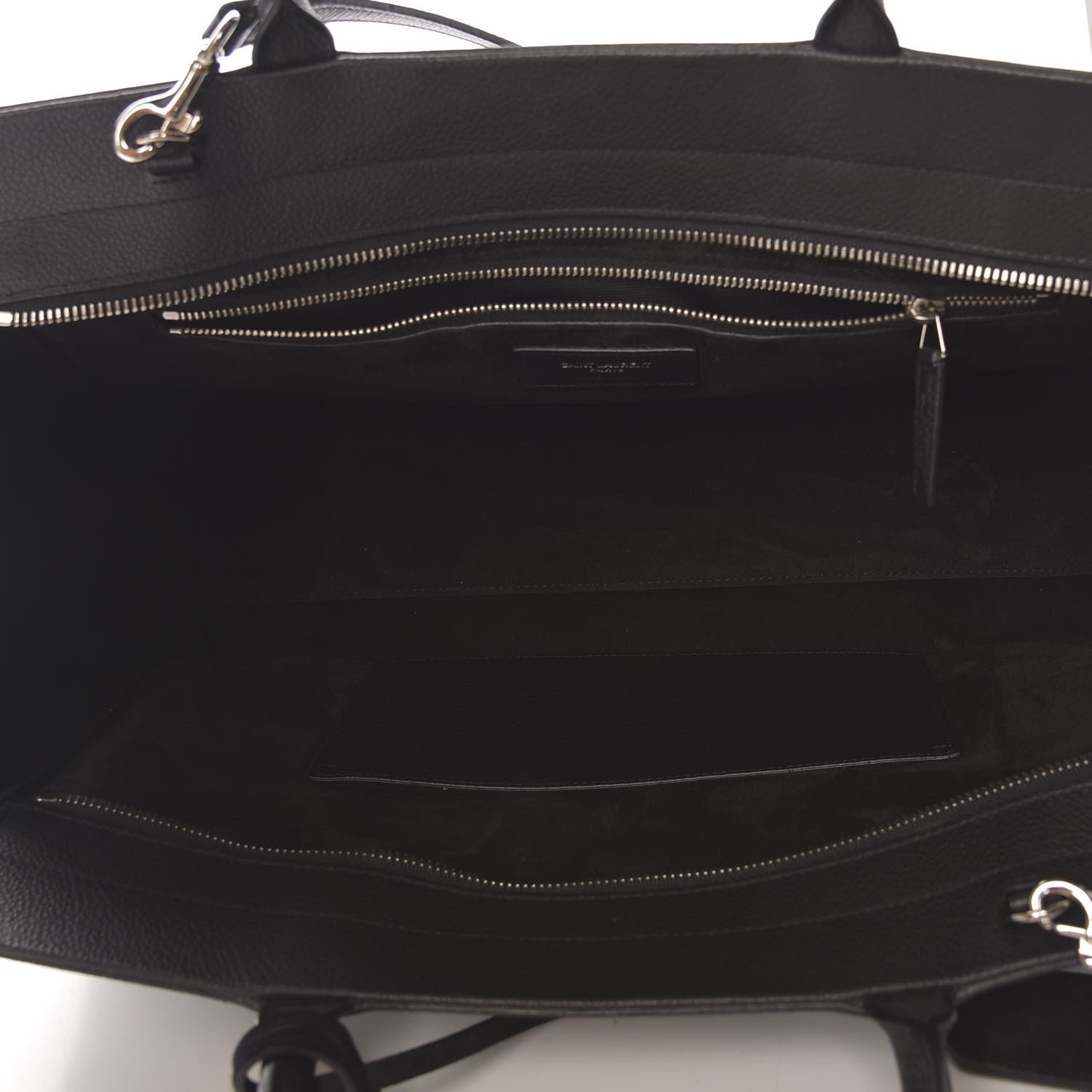 Saint Laurent Grained Calfskin Medium Rive Gauche Cabas Black 5 of 10