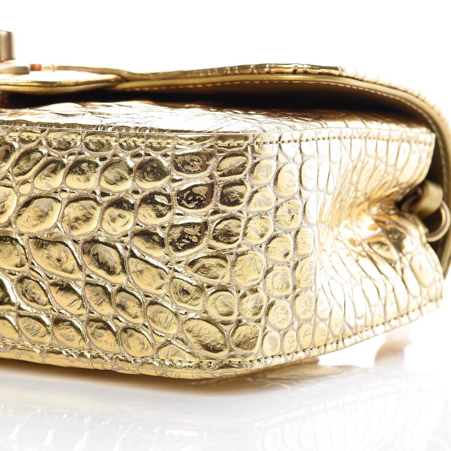 Chanel Metallic Calfskin Crocodile Embossed Cocodile Rectangular