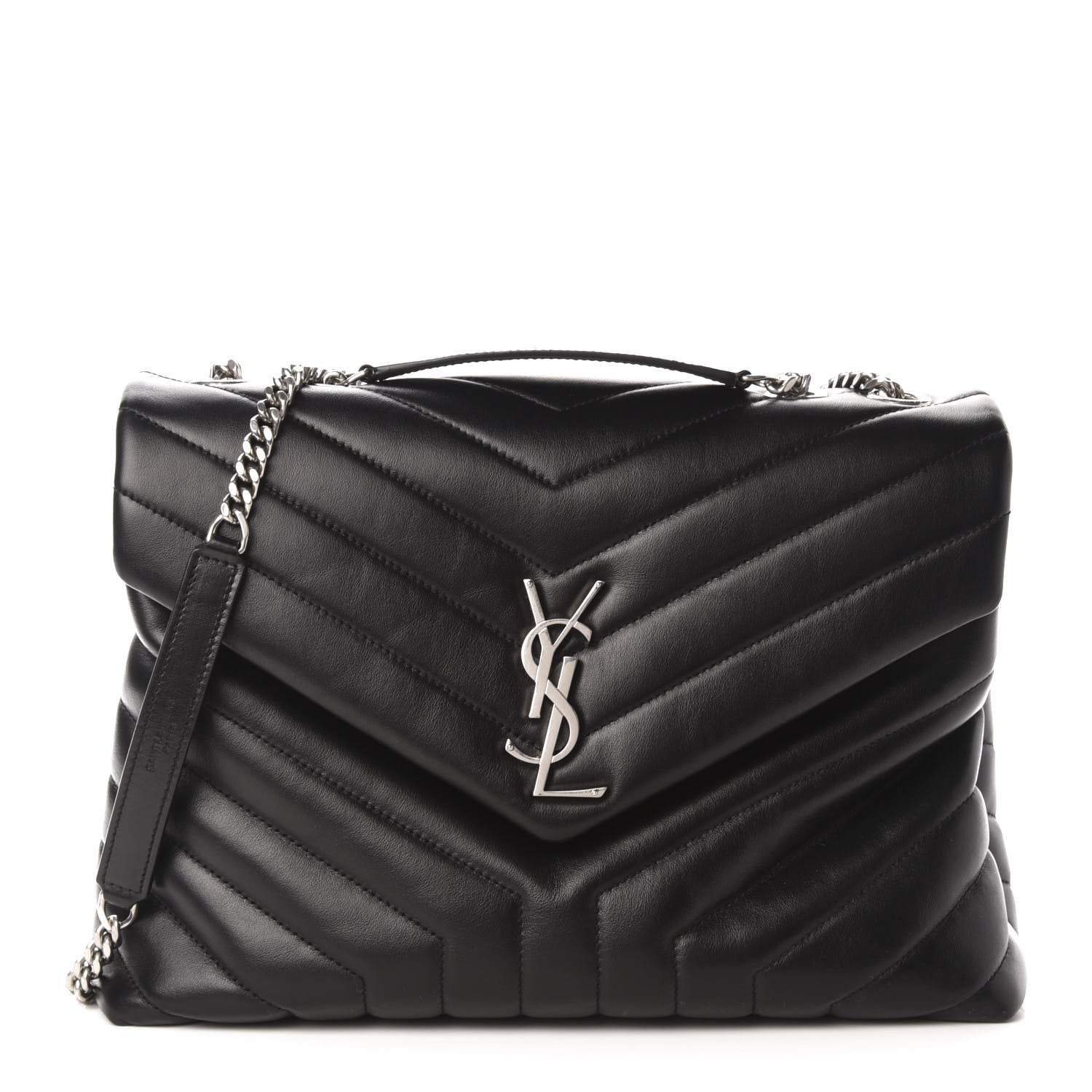 Saint Laurent Calfskin Y Quilted Monogram Medium Loulou Chain Satchel Black 1 of 11