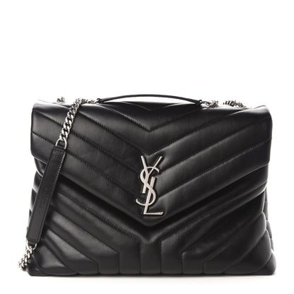 Saint Laurent Calfskin Y Quilted Monogram Medium Loulou Chain Satchel Black 1 of 11