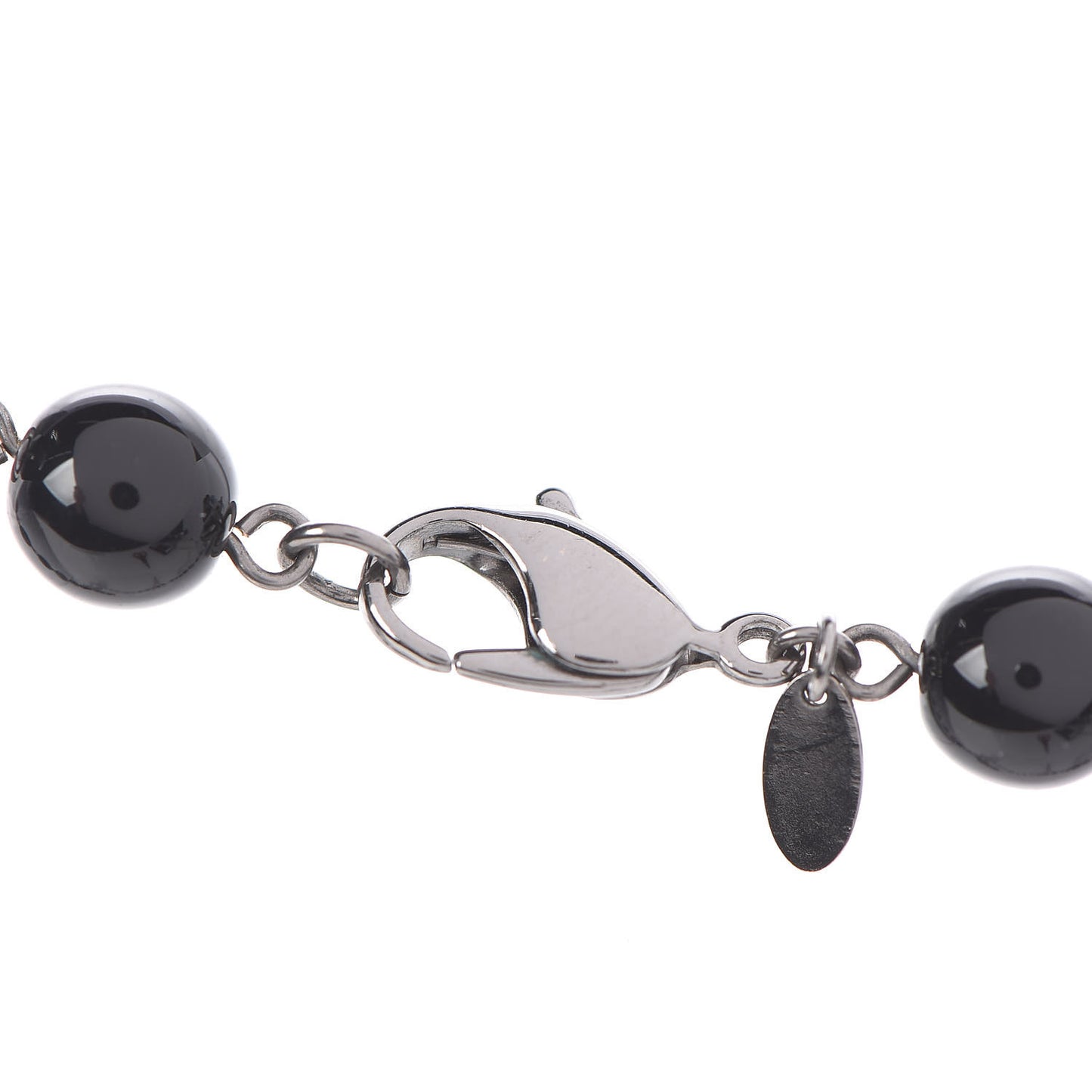 Ruthenium Pearl Beaded CC Long Necklace Black