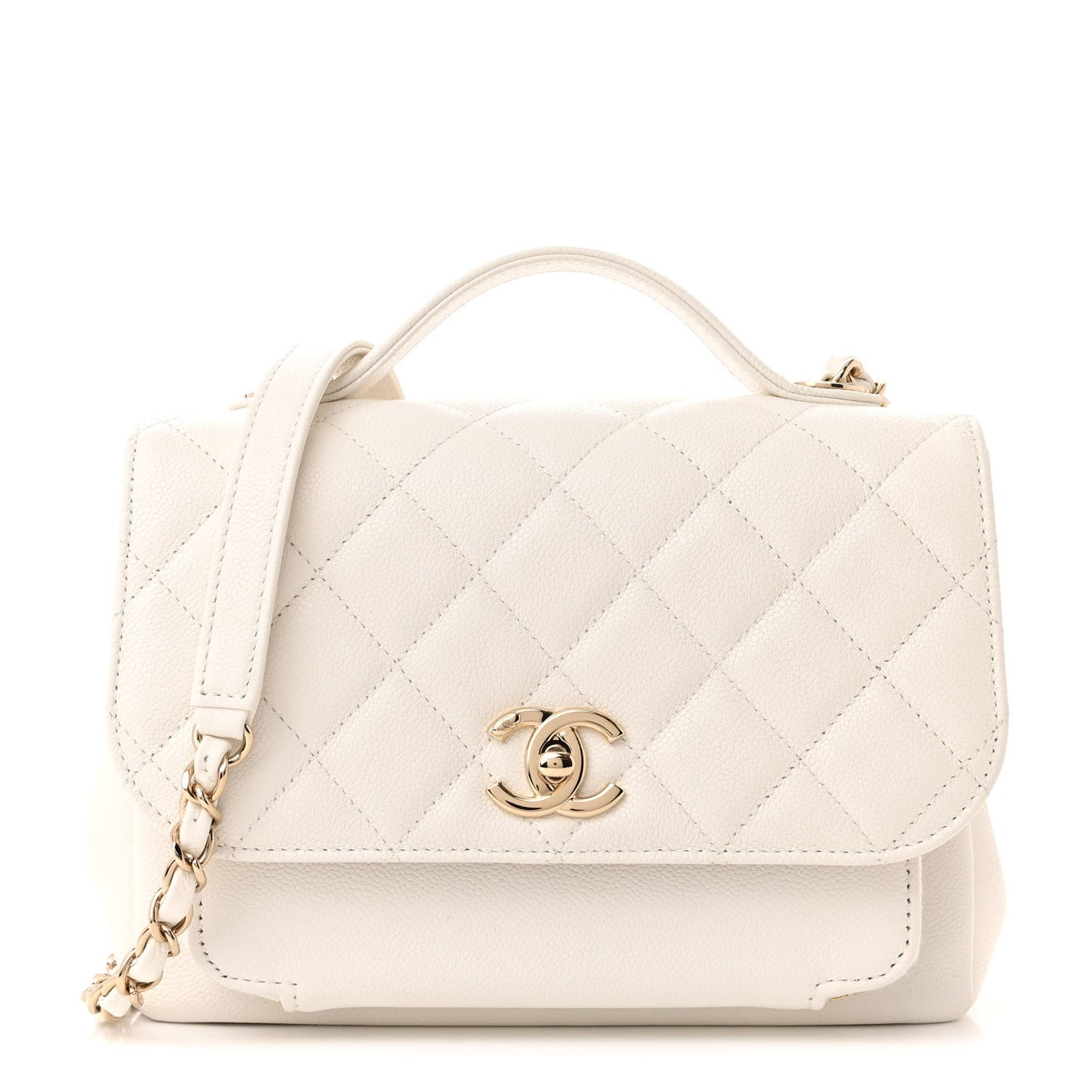 Caviar Quilted Medium Business Affinity Flap White
