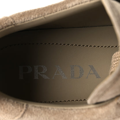 Prada Suede Triangle Womens Low Top Sneakers 38.5 Beige 8 of 8
