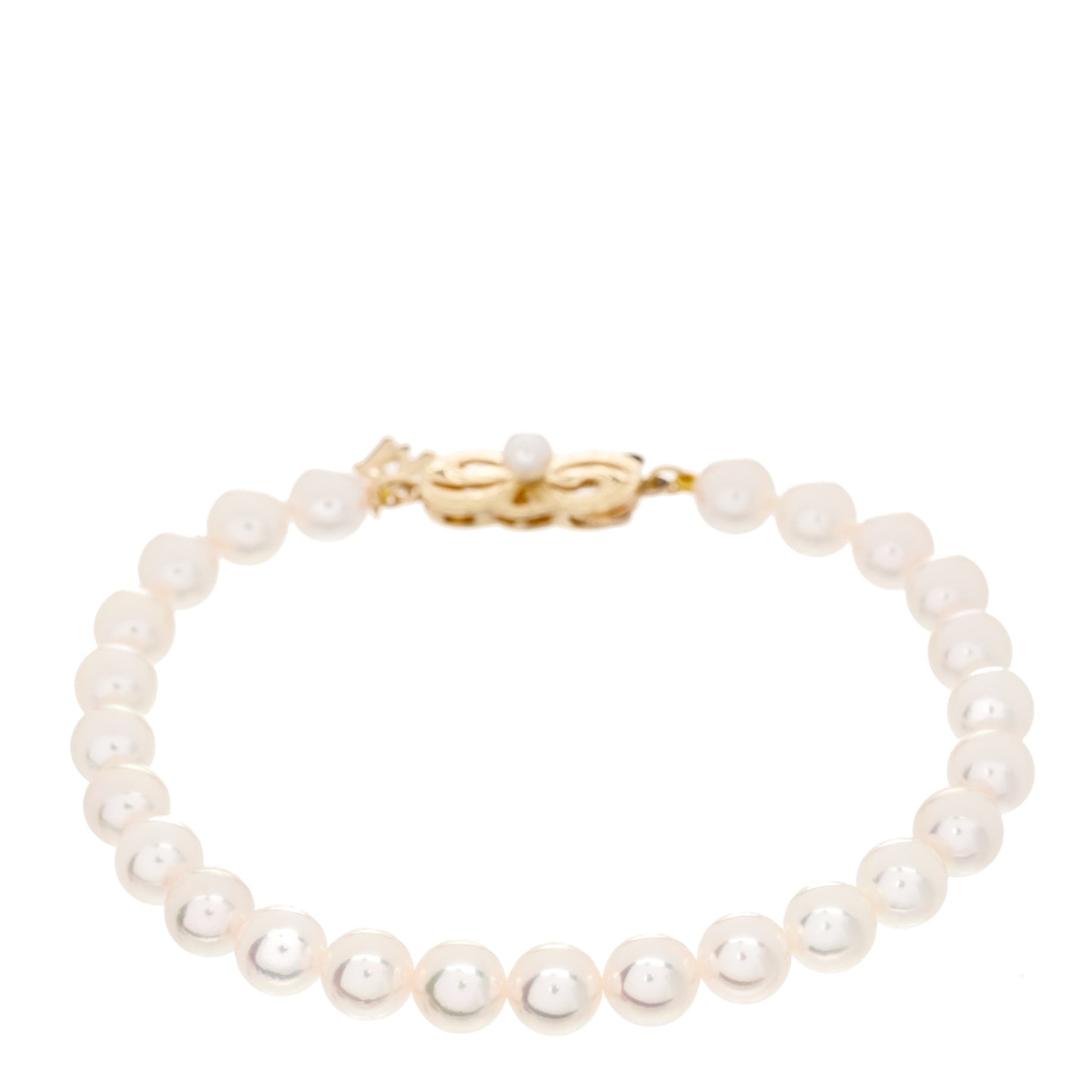 18K Yellow Gold Akoya Cultured Pearl 6-6.5mm Strand Bracelet