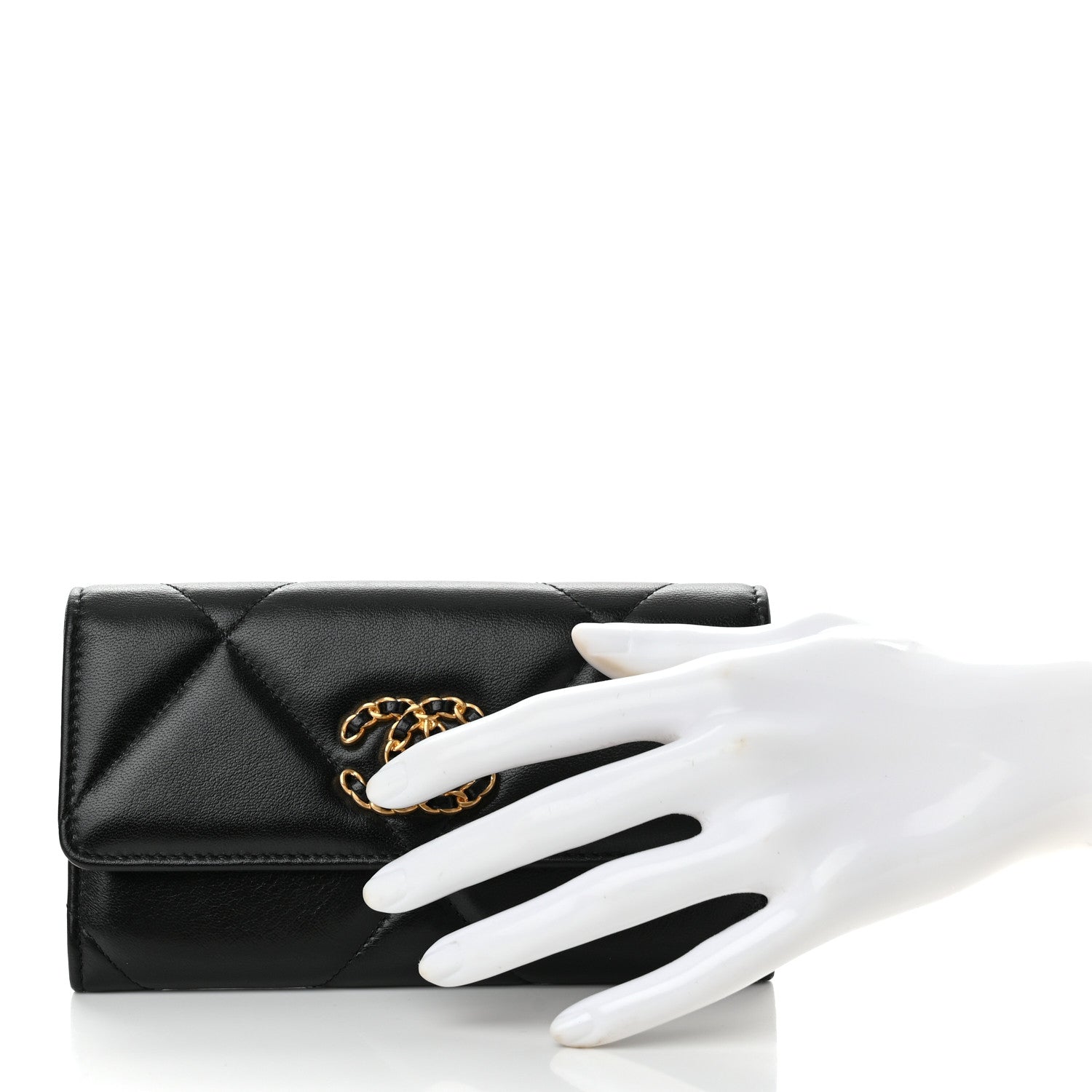 Chanel Lambskin Quilted Chanel 19 Flap Wallet Black 2 of 11