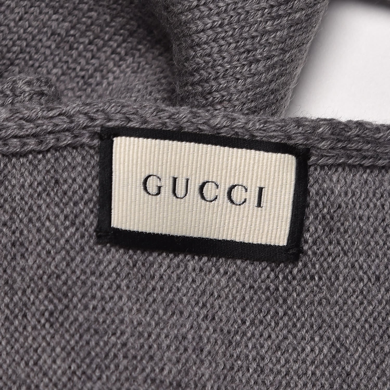 Gucci Wool Newporte Long Scarf Graphite Ivory 5 of 5