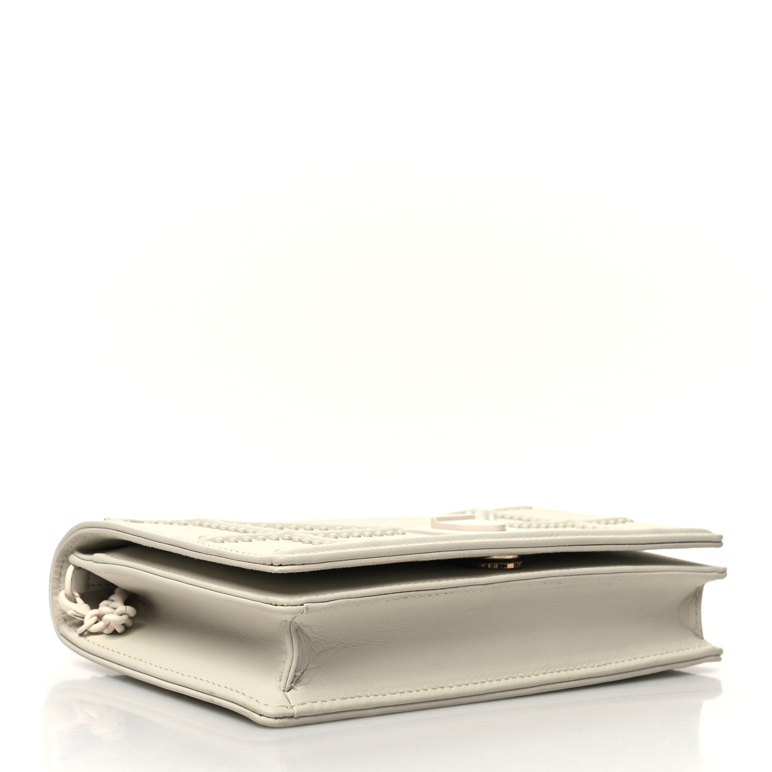 Christian Dior Ultra Matte Calfskin Studded Diorama Wallet on Chain Pouch Off White 4 of 13