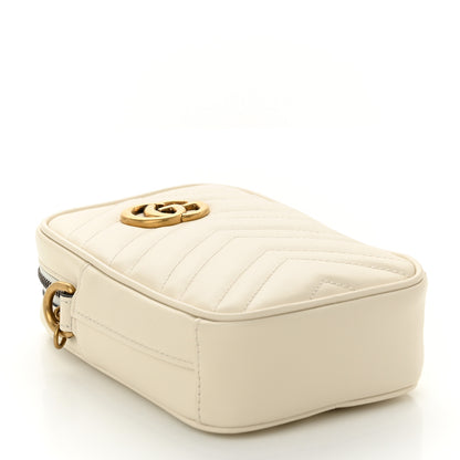 Gucci Calfskin Matelasse Mini GG Marmont Crossbody Bag White 4 of 10