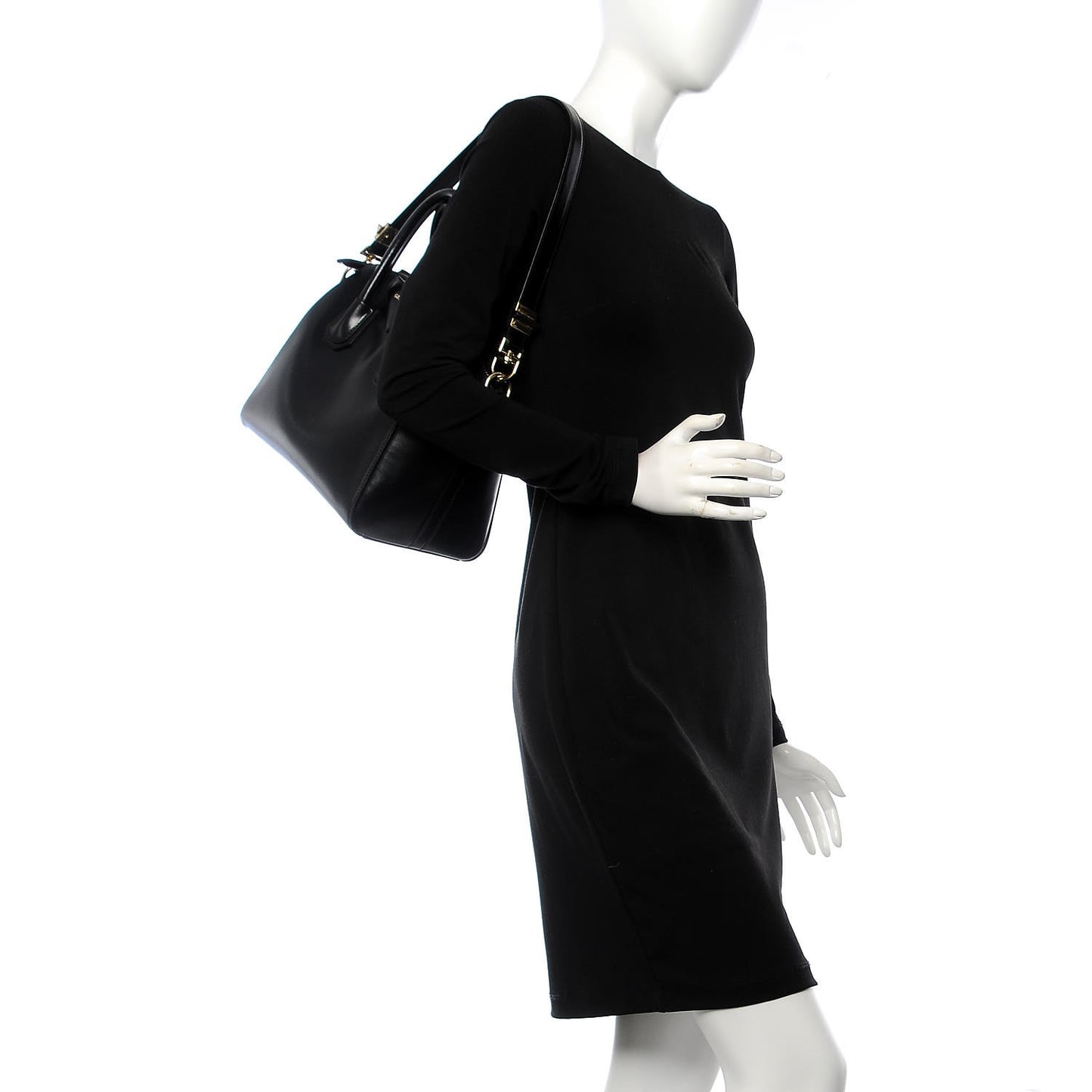 Shiny Lord Calfskin Small Antigona Black