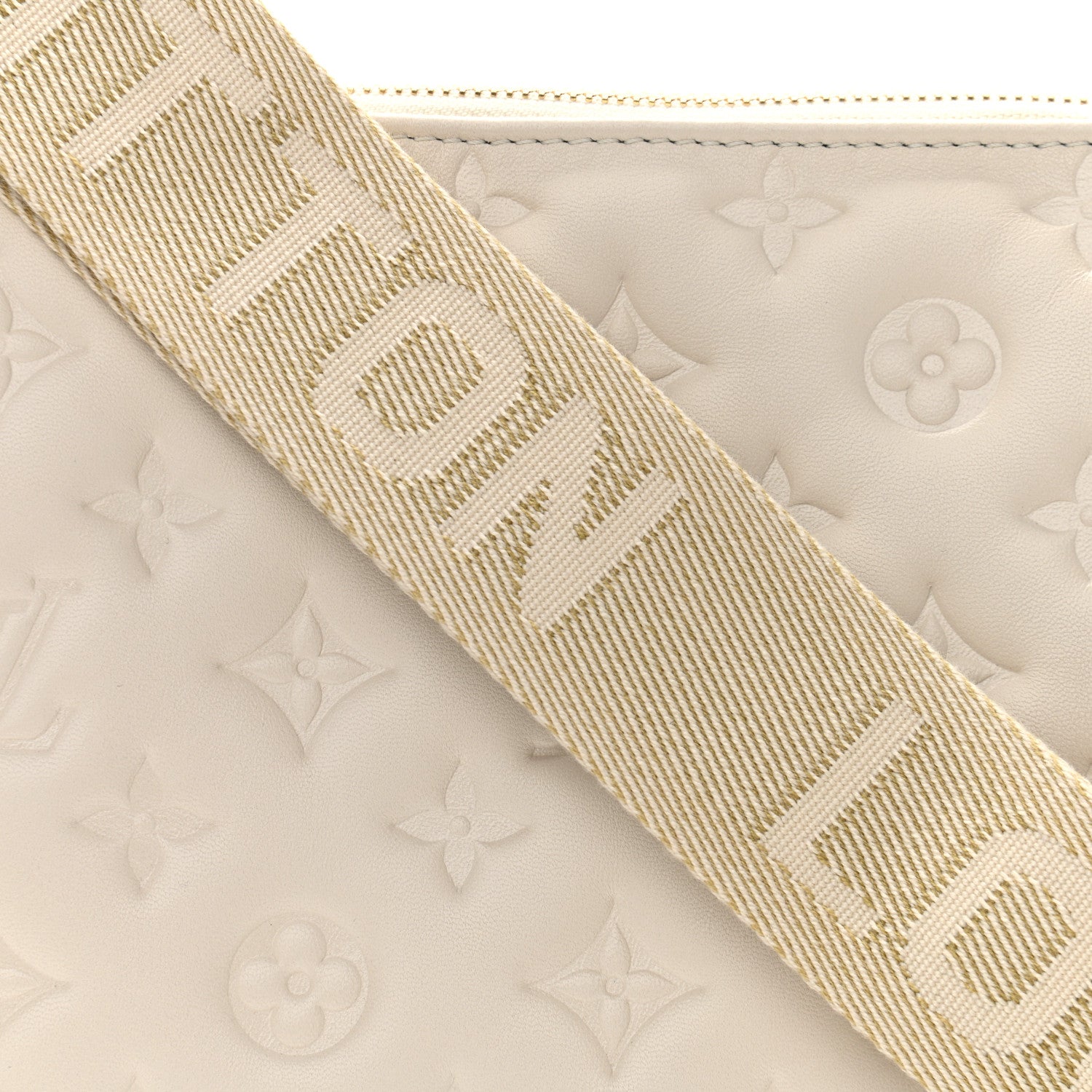 Louis Vuitton Lambskin Embossed Monogram Coussin PM Cream 8 of 10