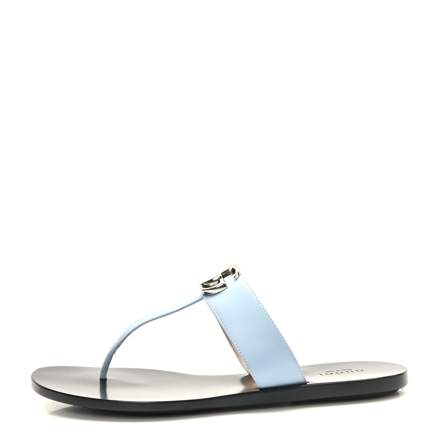 Calfskin GG Marmont Thong Sandals 38 Porcelain Light Blue