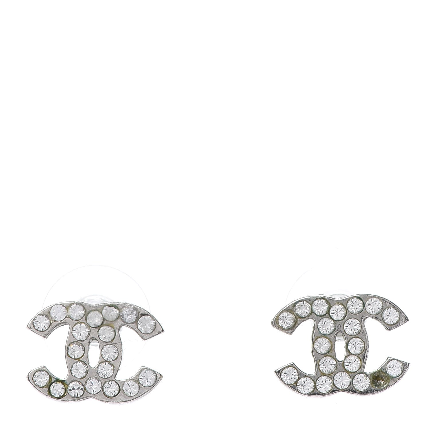 Chanel Crystal Mini Timeless CC Earrings Silver 1 of 7