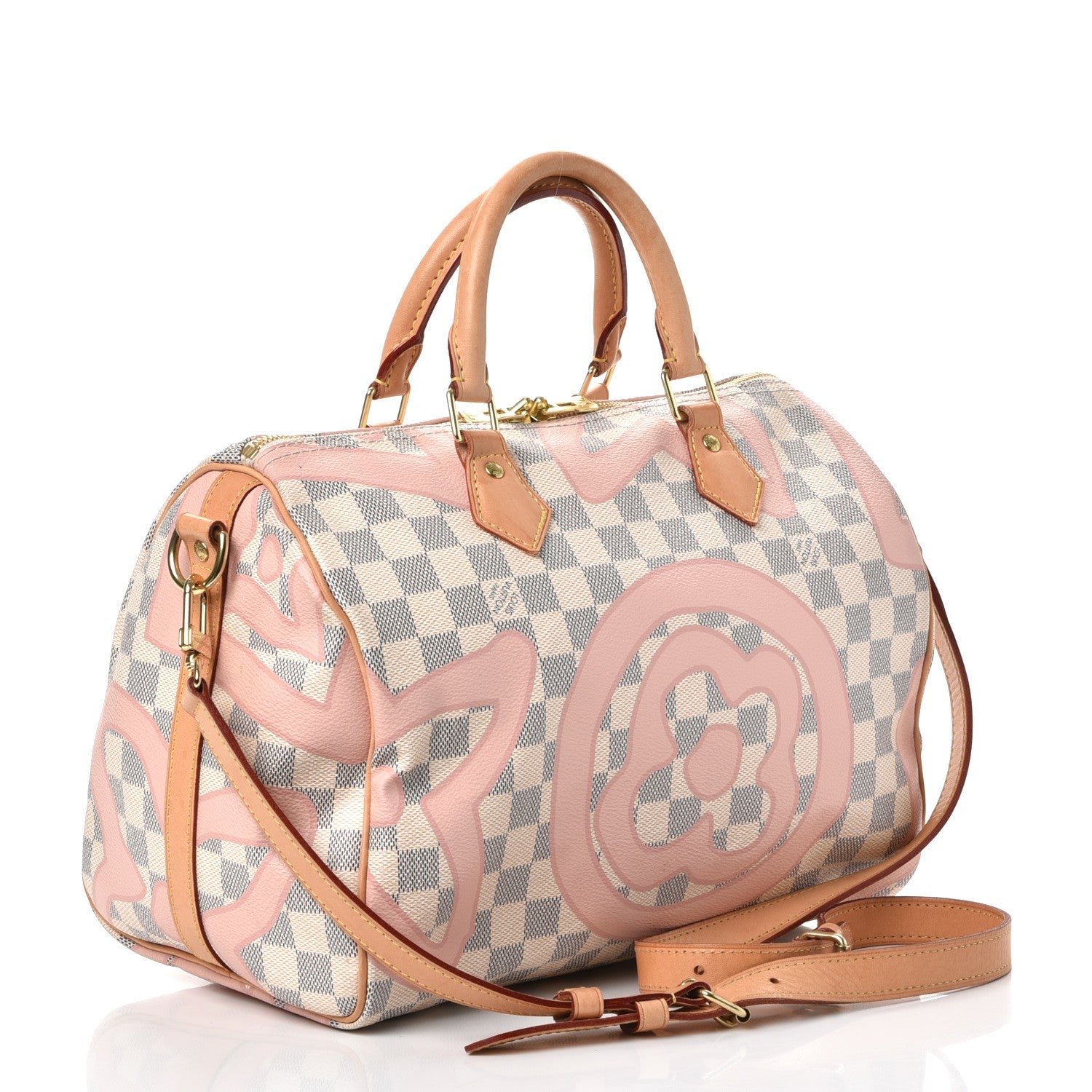 Louis Vuitton Damier Azur Tahitienne Speedy Bandouliere 30 Rose Ballerine 4 of 11