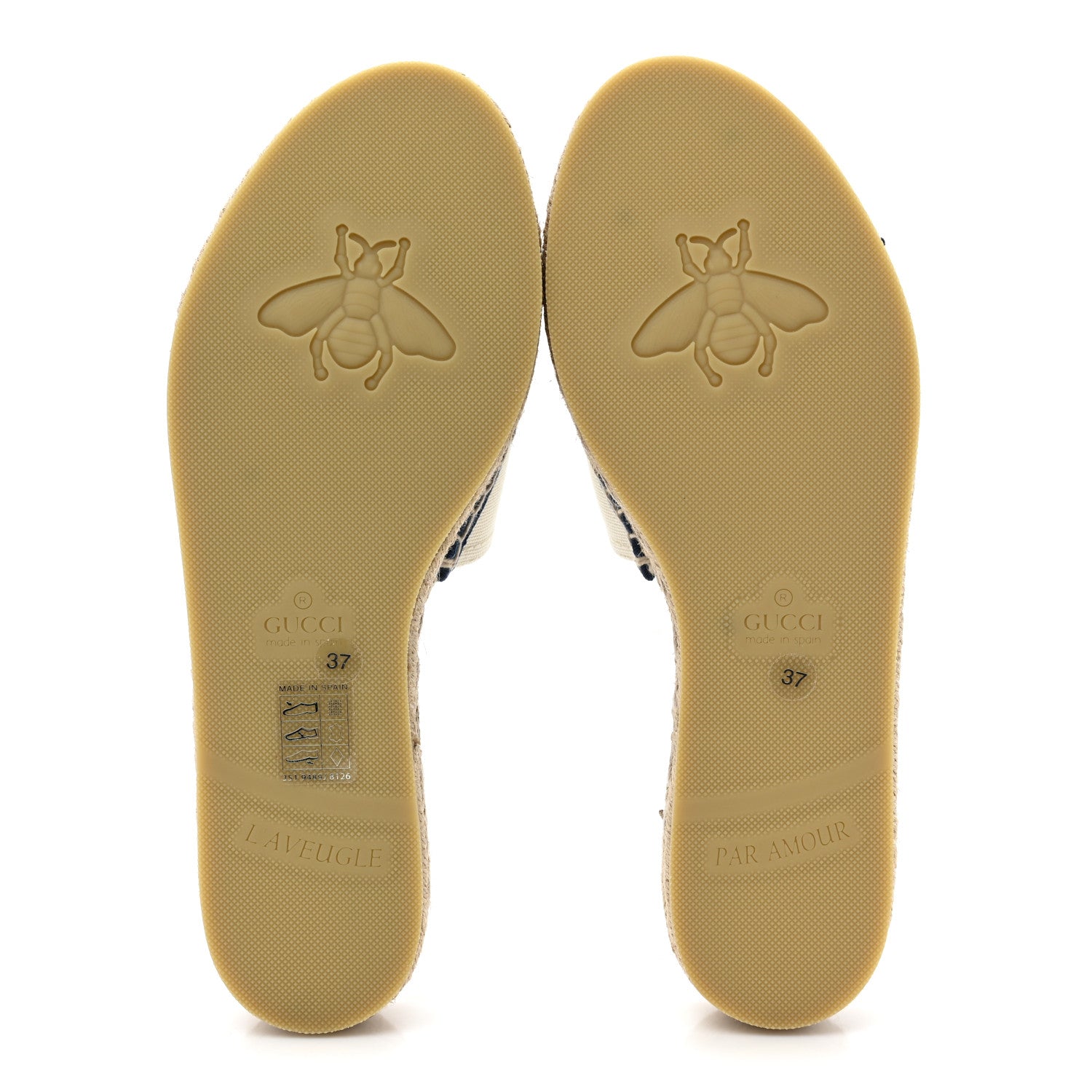 Gucci Canvas Interlocking G Espadrille Slide Sandals 37 Mystic White Royale Blue 5 of 10