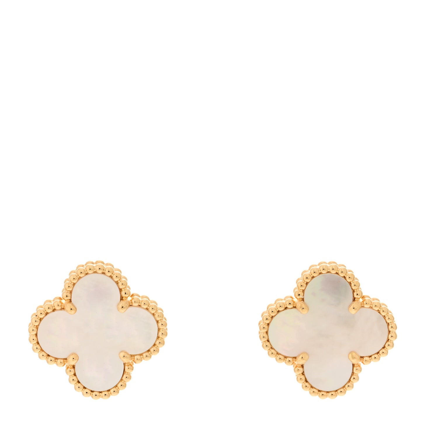 18K Yellow Gold Mother of Pearl Vintage Alhambra Earrings