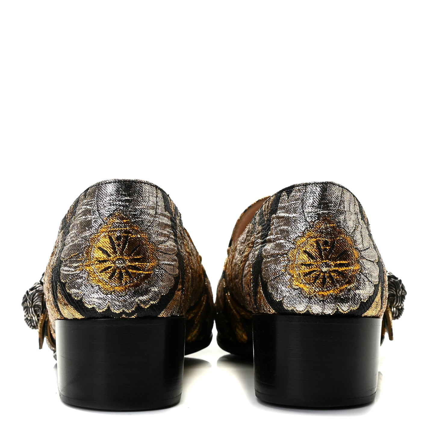Brocade Floral Jacquard Dionysus Loafers 38.5 Black